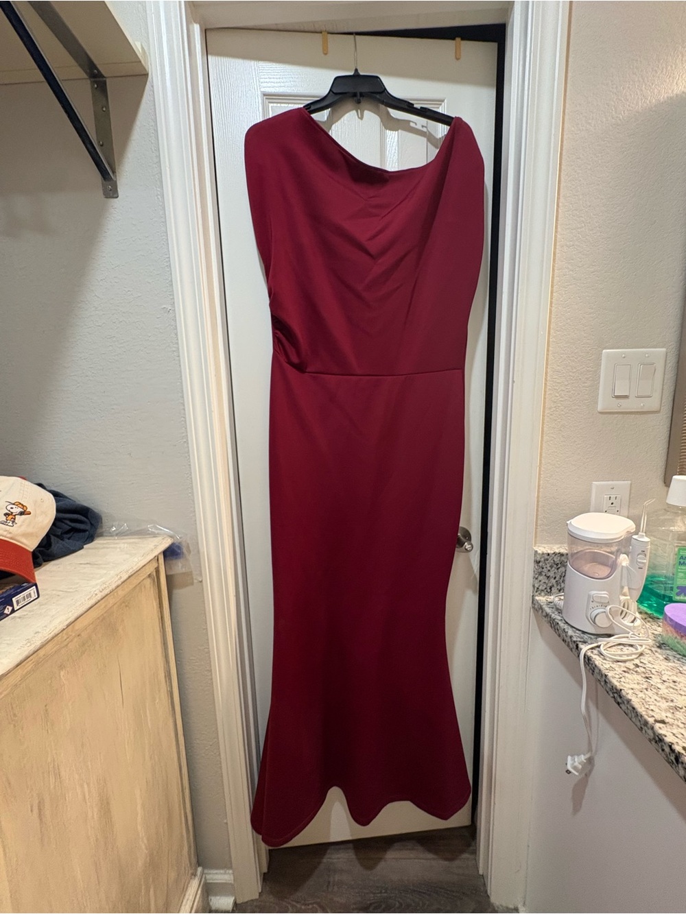 Elegant Burgundy One-Shoulder Gown